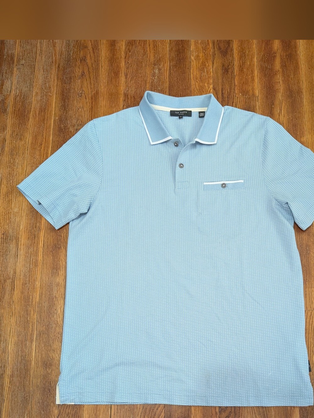 Ted Baker London Polo Shirt Mens 4 Blue Knit Cotton Short Sleeve Classic Tee